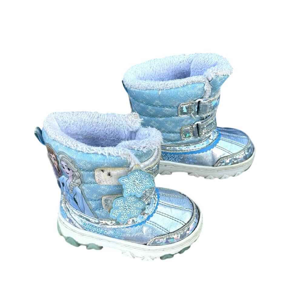 Disney Frozen Toddler Girls Light Up Winter Snow Boots Size 7